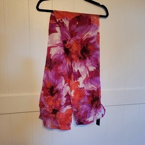 Jones New York Pink and Red Floral Scarf NWOT 100% Silk